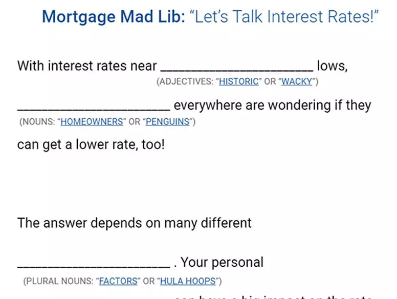 Mortgage Mad Lib illustration