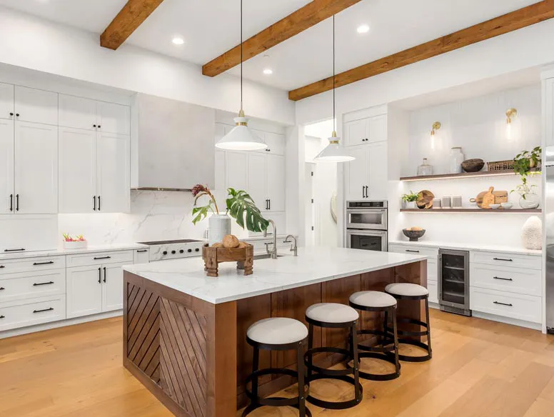 Kitchen with bright lights